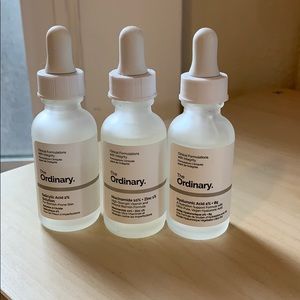 The Ordinary set of 3 skincare products